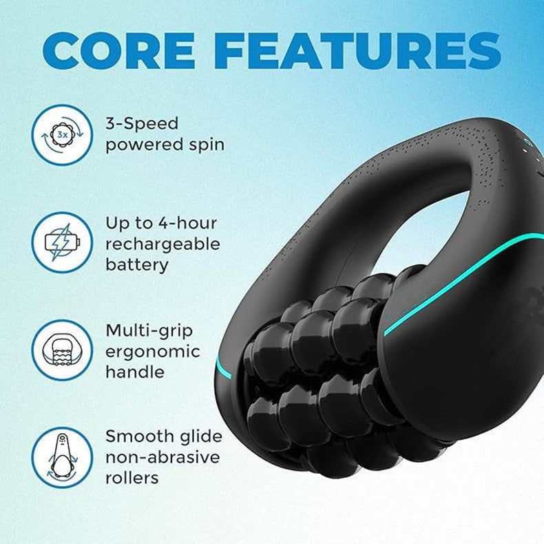 Mini Rolling Percussive Massager Whole Body Fatigue Relief Deep Tissue And Muscle Recovery Rechargeable Powerful 3-Speed Spin