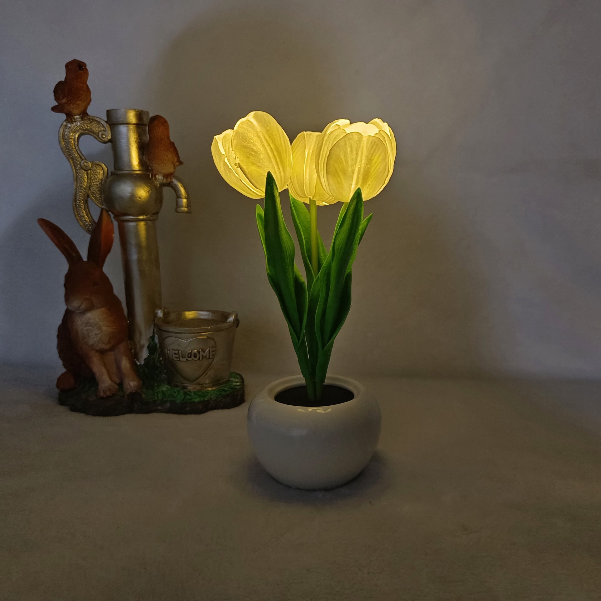 Peony LED Artificial Flower Pot Home Decor Table Lamp